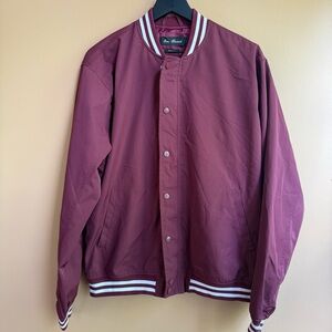 Ever Forward Burgundy Varsity Bomber Jacket with Ribbed Collar Premium Size L